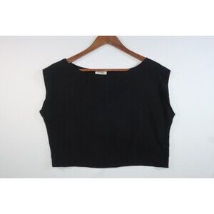 Ozma of California Black Cropped Top Size Medium Cotton Blend Lagenlook Artsy M